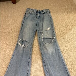 RSQ Blue Straight Leg Jeans with Distressed Style
